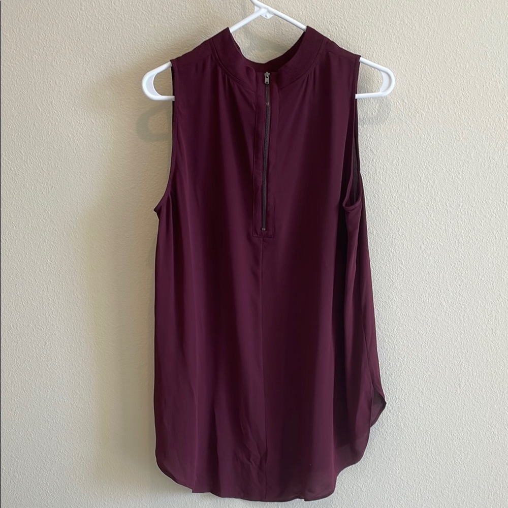 LOFT Sleeveless Zipper Back Burgundy Top